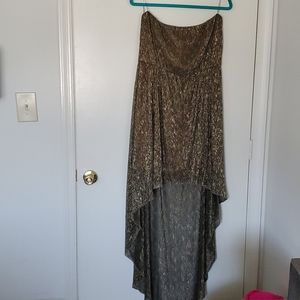 Strapless Gold High Low Dress 3x